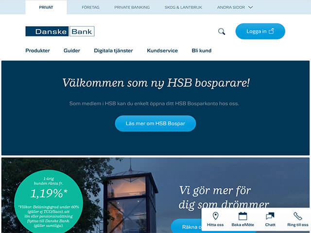 skärmdump Danske bank hemsida