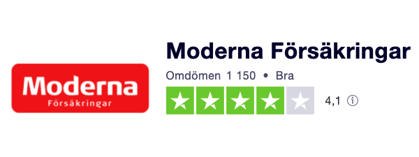 moderna försäkringar betyg hos trustpilot.se